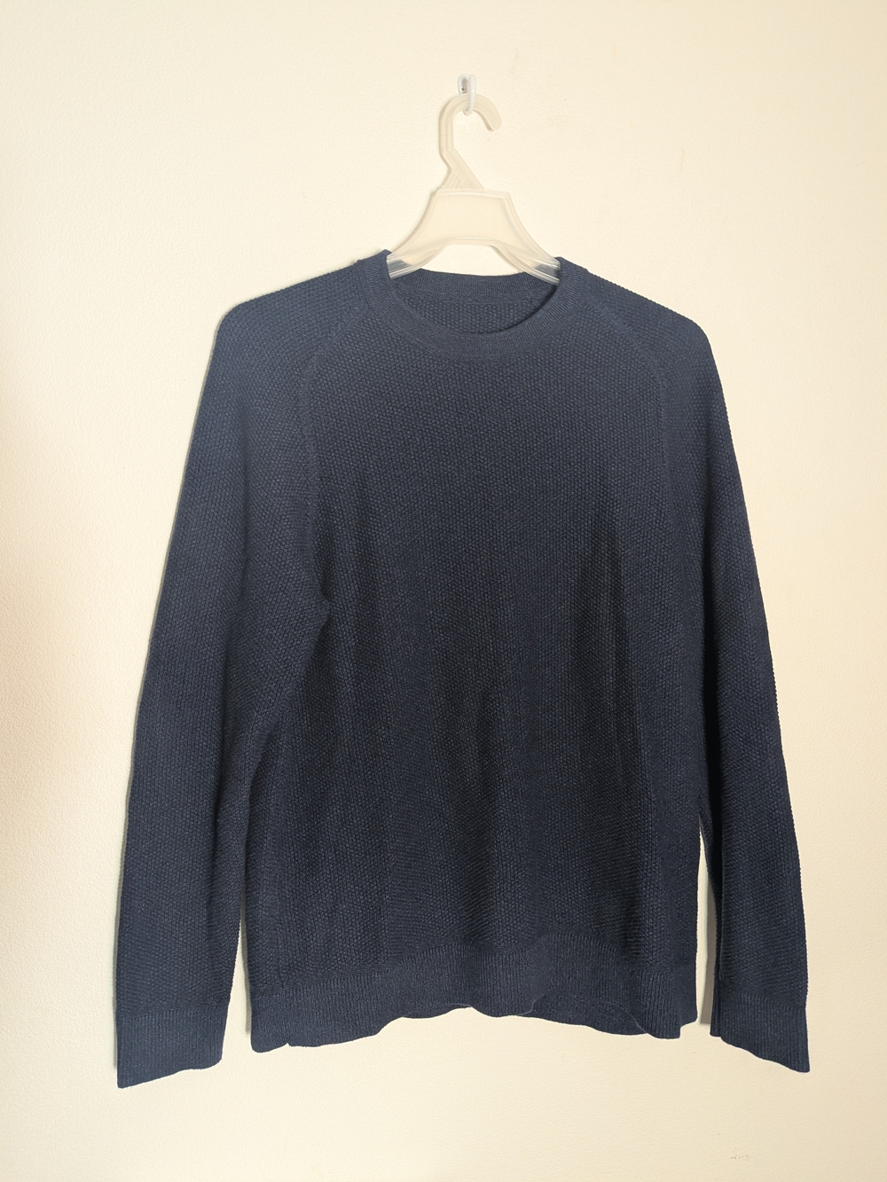 Lululemon Mens Textured Knit Crewneck Sweater Navy Quiet Luxury Athleisure XL